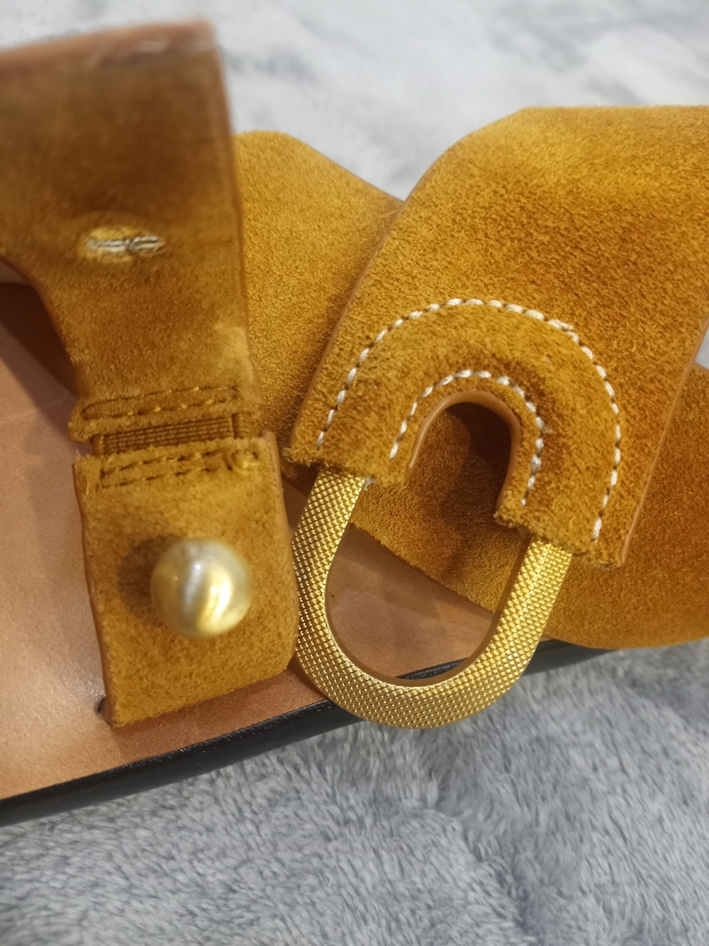 rag & bone Mustard Suede Crisscross Sandals with Gold Hardware Size 36.5 - Picture 2 of 16